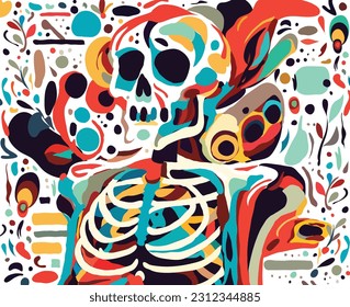 skull and crossbones in colorful and creative vector shapes illustration