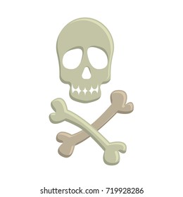 Skull and crossbones, colorful scary Halloween illustration. Vector