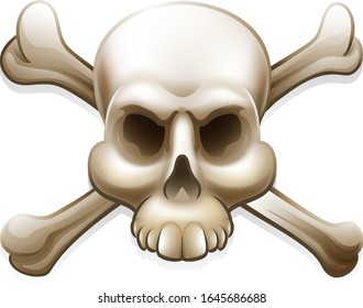 A skull and crossbones or cross bones jolly roger pirate or poison warning sign