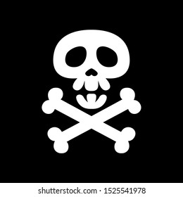 Skull and Crossbones Cute Cartoon Style of Jolly Roger or Pirates Symbol Design Vector