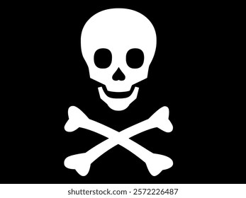 Skull and crossbones, Danger sign, Black background 