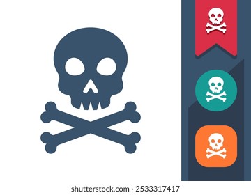 Skull And Crossbones, Death, Danger Icon. Professional, pixel perfect icon. EPS 10 format.