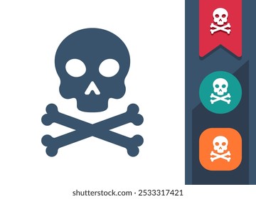 Skull And Crossbones, Death, Danger Icon. Professional, pixel perfect icon. EPS 10 format.