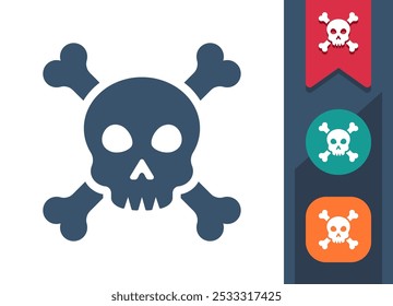 Skull And Crossbones, Death, Danger Icon. Professional, pixel perfect icon. EPS 10 format.