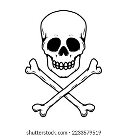 Skull and crossbones. Design element for logo, label, design. Vector illustration