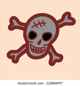 skull crossbones doodle, hand drawing