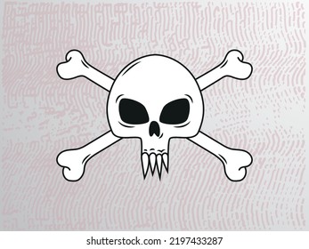 Skull and crossbones. Skull drawing for t-shirt design, for flag.