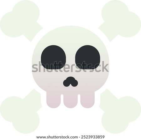 Skull and crossbones emoji icon. Trendy colors, popular element symbolizing danger or piracy, widely used in social media. Emoticon, isolated element.