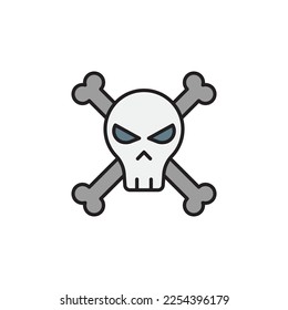 Skull and crossbones filled color icon. linear style sign for mobile concept and web design.