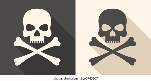 Skull with crossbones flat design icon silhouette vector design