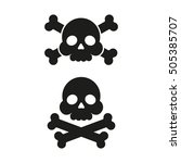 Skull and crossbones flat icon. Skull and crossbones isolated on background. Pirates flag "Jolly Roger". Vector set