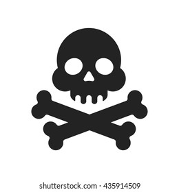 Skull and crossbones flat icon. Skull and crossbones isolated on white background. Pirates flag "Jolly Roger" - skull and crossbones