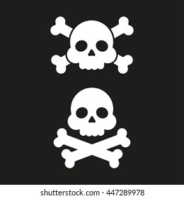 Skull and crossbones flat icon. Skull and crossbones isolated on background. Pirates flag "Jolly Roger". Vector set