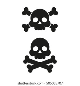 Skull and crossbones flat icon. Skull and crossbones isolated on background. Pirates flag "Jolly Roger". Vector set