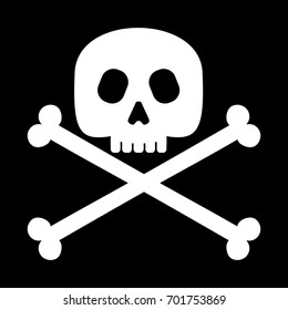 Skull and crossbones. Flat vector cartoon illustration. Objects isolated on background.