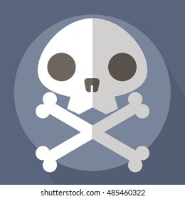 Skull and Crossbones Flat Vector Illustration