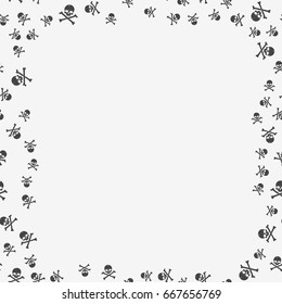 Skull and crossbones frame. Flat isolated vector illustration