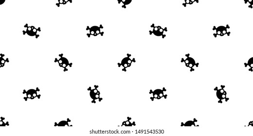 skull crossbones Halloween seamless pattern vector bone ghost cartoon scarf isolated repeat wallpaper tile background illustration doodle design