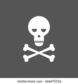 Skull and crossbones hand drawn. Flat cartoon style. Vector illustration.