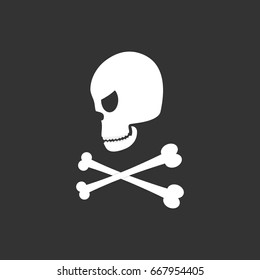 Skull and crossbones hand drawn. Flat cartoon style. Vector illustration.