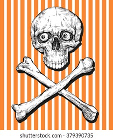 Skull and crossbones - hand drawn vector illustration
