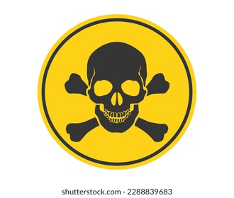 Signo de advertencia de peligro de cráneo y cruces. Ilustración vectorial.

