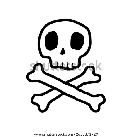 Skull and crossbones icon. Black silhouette. Front view. Vector simple flat graphic hand drawn illustration. Isolated object on white background. Isolate.