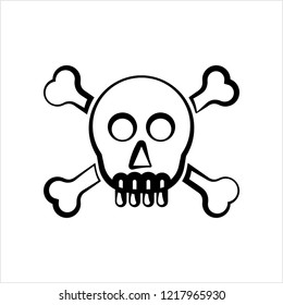 Skull And Crossbones Icon, Skull, Cross Bones Vector Art Illustration