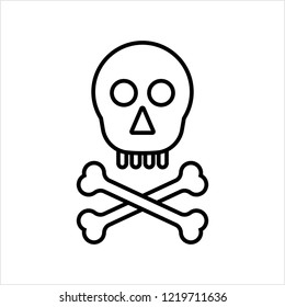 Skull And Crossbones Icon, Skull, Cross Bones Vector Art Illustration