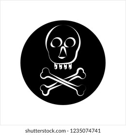 Skull And Crossbones Icon, Skull, Cross Bones Vector Art Illustration