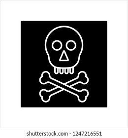 Skull And Crossbones Icon, Skull, Cross Bones Vector Art Illustration