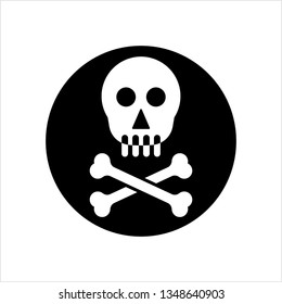 Skull And Crossbones Icon, Skull, Cross Bones Vector Art Illustration