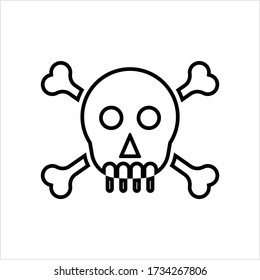 Skull And Crossbones Icon, Skull, Cross Bones Vector Art Illustration