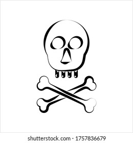 Icono De Cráneo Y Hueso Cruzado, Cráneo, Ilustración De Arte Vector De Huesos Cruzados