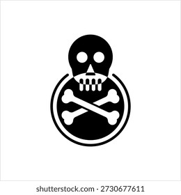 Skull And Crossbones Icon, Skull, Cross Bones Vector Art Illustration