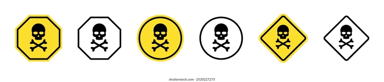 Skull and crossbones icon. Danger warning symbol