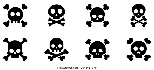 Skull and crossbones icon. Death symbol, danger or poison icon. Vector Illustration. 