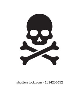 skull  and crossbones icon design flat vector