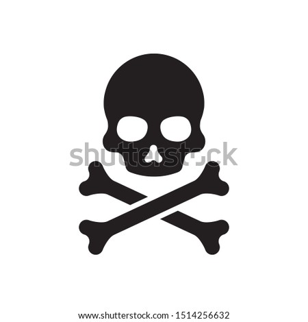 skull  and crossbones icon design flat vector