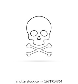 Skull and crossbones icon design line mark of the danger warning on vector illustration. You can use design your website banner mobile or industrial 