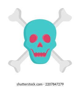 Skull and crossbones icon. Flat design. Skull cross bone Halloween. Holiday event halloween. Vector Illustration.