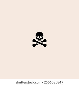 Skull and crossbones icon flat vector design.