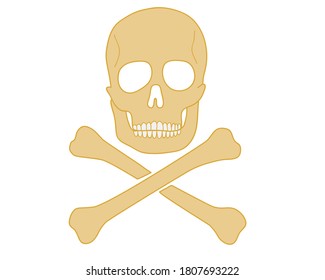 Skull and crossbones icon hazard warning sign isolated on white background. Vector illustration.