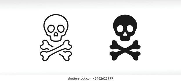 Skull and crossbones icon. icons button, vector, sign, symbol, logo, illustration, editable stroke, flat design style isolated on white linear pictogram