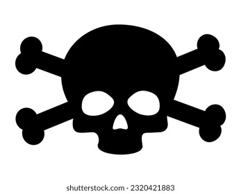 SKULL AND CROSSBONES ICON ISOLATED. HALLOWEEN SIGN