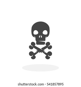 Skull and crossbones icon isolated on white background. Skull vector logo. Flat design style. Modern vector pictogram for web graphics - stock vector