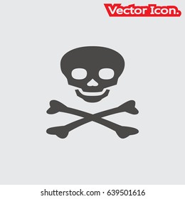 Skull and crossbones. Icon isolated sign symbol and flat style for app, web and digital design. Vector illustration.
