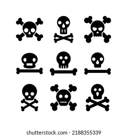 skull and crossbones icon or logo isolated sign symbol vector illustration - high quality black style vector icons

