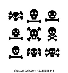 skull and crossbones icon or logo isolated sign symbol vector illustration - high quality black style vector icons
