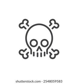 Skull and crossbones icon Logo symbol outline set